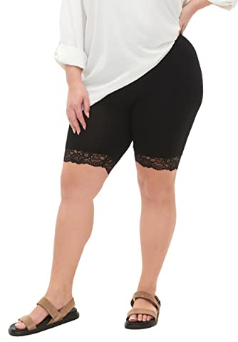 Zizzi Radlerhose Damen Große Größen - Kurze Leggings mit Spitze - Unterziehhose - Hose unter Kleid - Bequeme Radlershorts aus Weichem Viskose - mit Hoher Taille und Elastischem Bund
