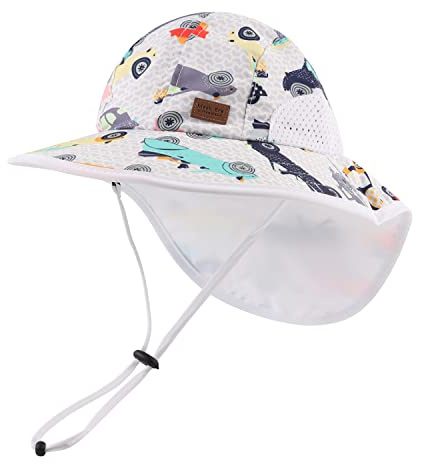 Pesaat Baby Sonnenhut Mädchen Mit UV-Schutz Sonnenmütze Baby Junge Mit Nackenschutz Sommerhut Kinder Kleinkind(Auto, Gr.3-12Monate(44-48))