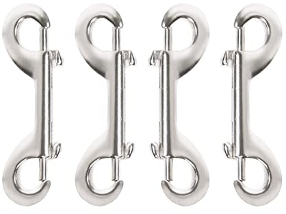 Qaziuy Doppelendige Bolzen-Karabinerhaken, Edelstahl, doppelseitige Clips, Trigger-Ketten-Clips, Mehrzweck-Hardware-Schnalle für Tauchen, Haustierketten, Camping, 4 Stück
