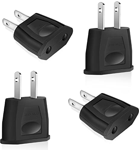 4 Stück Reiseadapter, Europa-US-Steckeradapter, Europäisch-USA-Steckeradapter, Reise von Europa nach USA Steckdose, Reiseadapter Europäisch nach Amerika, Kanada, Mexiko, Typ A