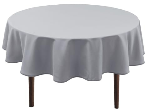 Hiasan Rund fläckbeständig bordsduk, vattentät trädgårdsduk, för matsal, trädgård, fest, picknick, födelsedag, bröllop eller hem, diameter 160 cm (63 tum), silvergrå