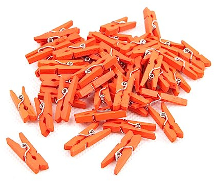 WNDUOKXH 50 Pcs Mini Clip Coloré Pinces À Linge Coloré Photo Clips Fiable Pratique Pince À Linge DIY Ménage Pince À Ressort, Orange