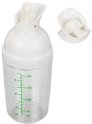 Shaker-behållare för vinägrette 200 ml sojasås vinäger olja kryddburk med lock, läckagesäkra förseglade plastdispenserflaskor (vit)