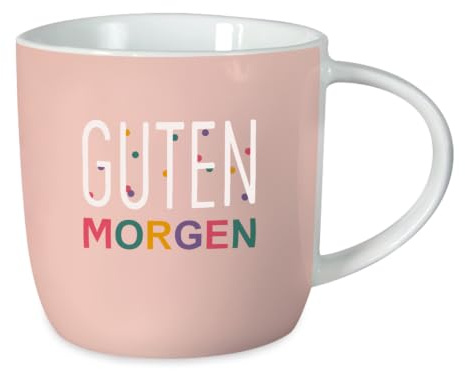 Grafik-Werkstatt Kaffeetasse mit Spruch 300 ml Porzellan Tasse Guten Morgen | Kaffeebecher mit Spruch oder Smiley-Motiv – lebensmittelecht, spülmaschinen- und mikrowellengeeignet