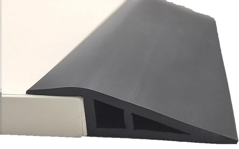 BLUEZY Übergangsschiene Abschlussprofil, Türschwelle PVC Selbstklebend, teppichleisten übergangsprofil, Türschwellenrampe, übergangsschiene höhenausgleich, 1m/2m/3m Rollstuhlrampe A,L1m*H1.5cm