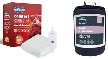 Silentnight Comfort Control Electric Blanket - Heated Electric Fitted Underblanket & Hotel Collection Double Duvet – 10.5 Tog Luxury Duvet Ideal for All Seasons