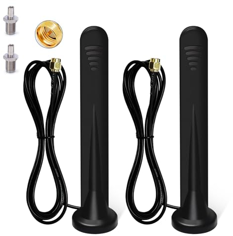 2 X 5G 4G Antenna Lte Esterna Omnidirezionale 600-6000 MHz Amplificatore Segnale Interni Esterni Impermeabile Connettore SMA con Porta TS9 Base Magnetica,3G/4G/5G/GSM/GPRS/LTE/Wi-Fi Universale -1.5M
