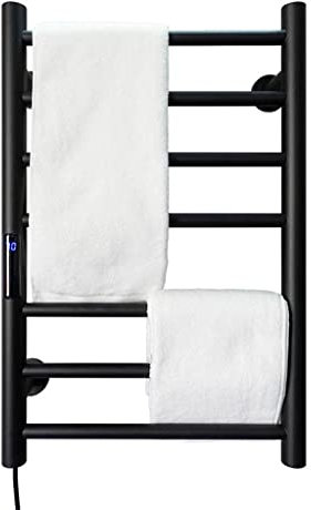 NEECS Scaldasalviette Elettrico Scaldasalviette Elettrico in Acciaio Inox Portasciugamani Elettrico Scaldasalviette Elettrico Controllo della Temperatura e del Tempo (Colore : Svart, Siz