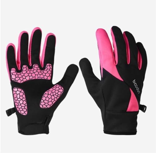 Radsporthandschuhe Fahrradhandschuhe Handschuhe Für Herren, Winter, Warme Handschuhe, Touchscreen-Handschuhe, Fahrradhandschuhe Für Kaltes Wetter Radhandschuhe Sporthandschuhe(Color:Rosa,Size:L)
