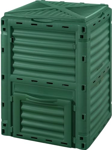 Compostiera da Giardino Ideal Star 300 Litri - Materiale PP, Colore Verde, Dimensioni 87.7x78.5x81.5 cm