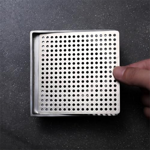 Coperchio Filtro Scarico Doccia, Filtro per Lavandino Doccia Quadrato in Acciaio Inox, Cattura Capelli per Scarico Doccia, Protezione Filtro Scarico (9,2 CM)
