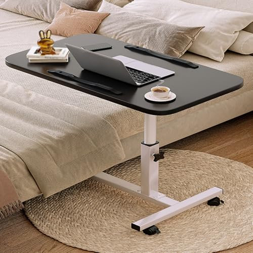 Computer-Konferenztisch aus Stahl mit Zwei-Wege-Schlitz und mobiler Riemenscheibe, höhenverstellbares Panel, Drehgelenk-Design, ideal für Schlafzimmer oder Arbeitszimmer, Schwarz