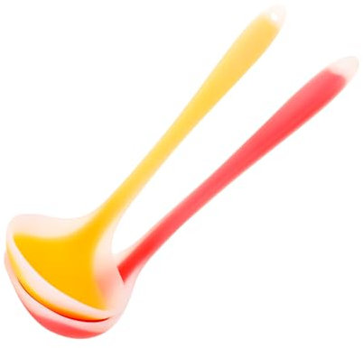 FUNOMOCYA 2stücke Flexibler Suppenkelle Zum Servieren Und Schöpfen Großer Löffel Für Kochen Rutschfester Griff Und Weicher Kopf Zum Schutz Von Kochgeschirr