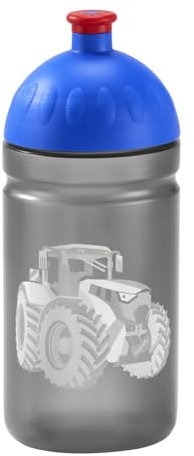 Step by Step Trinkflasche „Tractor Freddy“, schwarz-blau, auslaufsicher, spülmaschinenfest, BPA-frei, für Schule, Kindergarten, heiße und kohlensäurehaltigen Getränke, für Jungen, 0,5 Liter