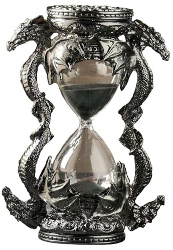 Mythical Fantasy Dragon Sandglass Sand Timer, Gothic Decorative Statue - Unique Vintage Classic Hourglass Timer, Desk Home Decor Gift, 6-inch, Single 15 Minutes (Black Dragon)