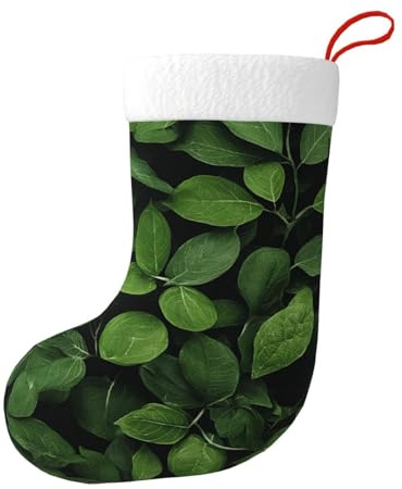 YHLKLWKSZC Chaussette de Noël pour Père Noël, cadeaux festifs pour Noël, décorations de fête de la Saint-Patrick, feuilles, noir, taille unique
