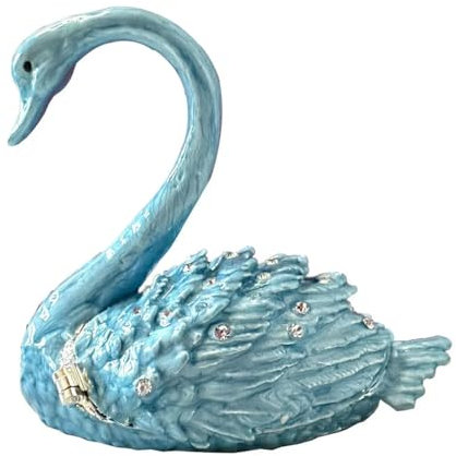 QIANGYTHENKO Schmuckkästchen mit Schwanenmotiv, Ornament, Glas, Schwan, Tierfigur, Ringhalter, Heimdekoration, Hochzeitsgeschenk