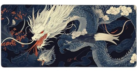 Tapis de Souris XXL 1200 x 600 mm,120 x 60 cm Grand Tapis de Souris Gamer,Dessin animé Tapis Souris à Bords Cousus,Dragon Tapis de Souris Gaming Accessoire et Anti-dérapant Base en Caoutchouc -Y1731