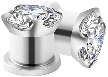 Mesnt Dehnstäbe Tunnel Set Ohr Expander Plug11mm, 2PCS Chirurgenstahl mit Zirkonoxid Plugs Klassisch Expander Für Damen Herren, Silber