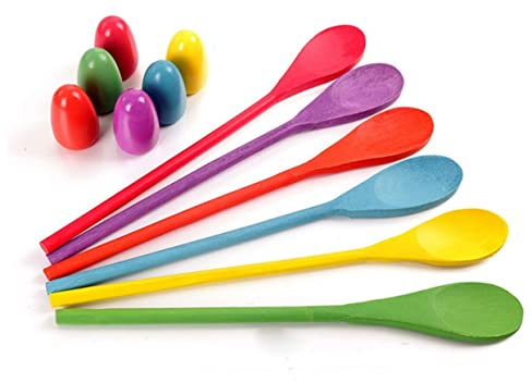Vaguelly 12pcs Boys and Girls Egg and Spoon Race Game Set Assorted Color Balls for Outdoor Parties Family Gatherings and School Activities