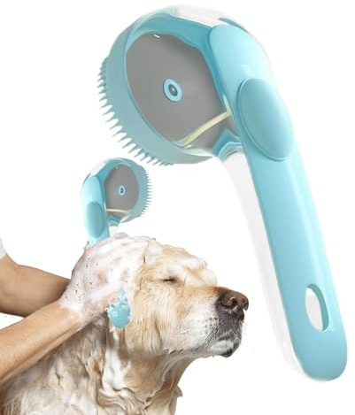 Hundebadebürste, Hundeshampoo-Bürste für Welpendusche, Haustierbad und Fellpflege mit Griff für Kurz- und Langhaar-Hundemassage