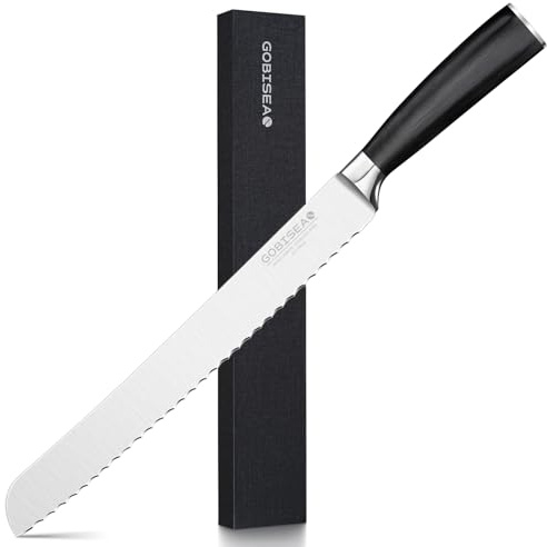 GobiSea 10-Inch Serrated Bread Knife for Homemade Bread, Sourdough Bread Knife with Wide Wavy Edge for Slicing Toast, Baguette, Bagels, Cake