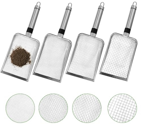4 Pcs Gardening Soil Sifter, 5 W-Shape Garden Sieve Sifter with Handle (2/2.8/3.8/5 mm Mesh), Portable Gardening Sifter for Gradening Sand Soil Dirt Compost