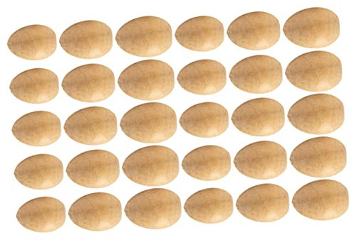 Holibanna 30piezas Huevos De Pascua Pintados Mano De Huevos De Madera Sin Terminar Decoraciones De Pascua Hogar Manualidades De Madera Para Materiales De Arte