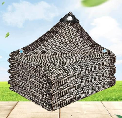 AuMarndi Rete Tenda A Vela Ombreggiante Rettangolare 3x4m Tenda da Sole Traspirante Ombra Anti-UV 90% Permeabile Tessuto Ombreggiante Traforato per Esterno Giardino Terrazzo Balcone,brown-3x2m