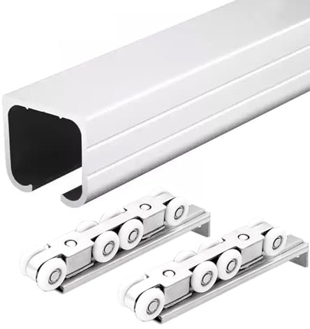 Heavy Duty Sliding Door Kit - Aluminum Track Rail & Rollers for Pocket & Barn Doors, 30ft to 2ft Sizes - Perfect for Indoor/Outdoor Use, Easy Installation