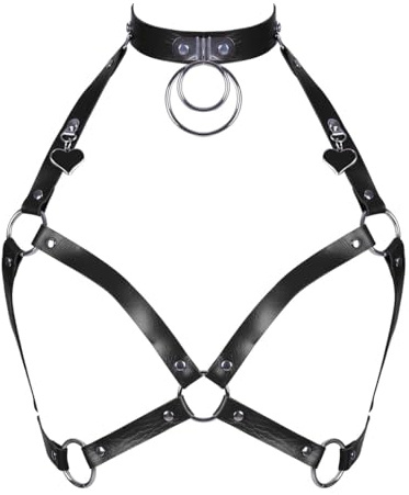 AGUTALITHIC Herren Punk Body Brust Harness Männer Leder Gay Brustgeschirr Sexy Unterwäsche Verstellbarer Schulter Gürtel,Fetisch Einstellbare Gothic Cosplay Kostüm(M, Black)