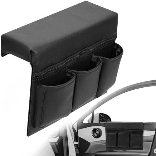 Car Window Side Storage Box,Leather Window Armrest Bag Black Car Door Window with Multiple Pockets,Universal Interior Accessories