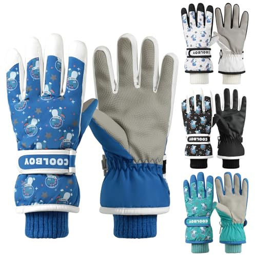 Comfoex Kids Winter Ski Snow Gloves Warm Waterproof Cold Weather Snowboard Thermal Windproof Gloves for Boys Girls 4-12 Years Old