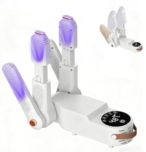 Electric Antibacterial Shoe Dryer, Shoe Warmer & Boot Dryer with 90 Minute Timer, 360° Hot Air for Football Boots, Boxing Gloves, UV Deodoriser, Foldable (B)