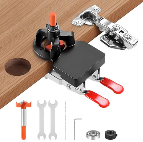 3 in 1 Concealed Hinge Jig, 35mm Metal Cabinet Hinge Jig and 3 Bearing Hinge Jig Kit with Quick Clamp for Cabinet Doors,Kitchen Door Hinge Jig Hole Cutter Drill Woodworking Tool for Carpenters/Joiners