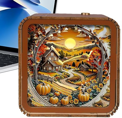 Lampe à puzzle 3D - 9.5x9.5x5cm Batterie rechargeable USB, bois fait à la main | Lumière en bois, art LED portable pour adultes adolescents de chambre créative décoration de chevet de lecture