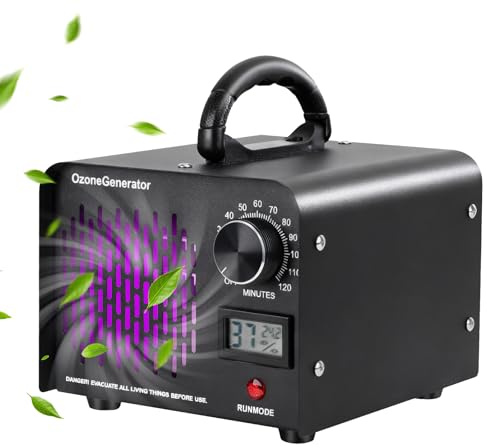 Drepint Generador de Ozono, 80000 mg/h Maquina Ozono, Ozono Hogar Purificador de Aire con Temporizador de 120 Min, Ozonizador Industrial O3 Hasta 300㎡, Máquina Ozon Portátil para el Hogar