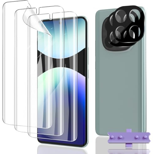 Euukzzea Protector de Pantalla para Xiaomi Redmi Note 14 Pro Plus 5G, 3 Piezas películas protectoras flexibles de TPU 2 Piezas Protector de Lente de Cámara, HD Anti-Arañazo Protector Pantalla Film