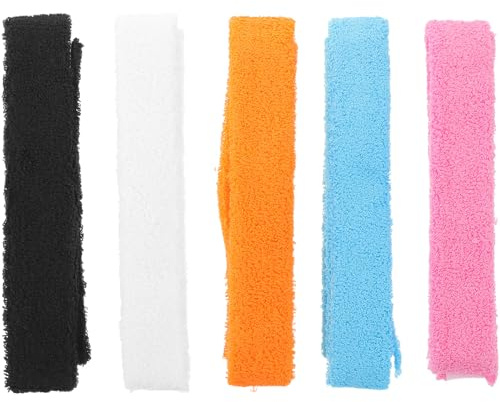 Toyvian 5 Stück Badminton Tennisschläger Griffband Frottee Saugfähiges Handtuchgriffband mit Rutschfester Oberfläche für Squash Schlägersport