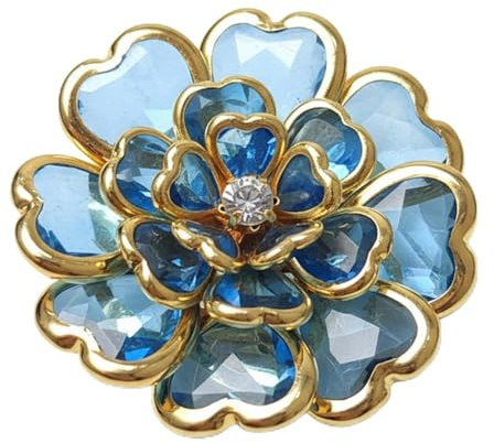 Fundas de botones para blusas de mujer - Elegantes fundas de botones de camisa de flores azules con joyas de cristal brillantes