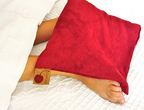 Square Red Ultra-Suede Microwavable Cherry Pit Pillow, Hot/Cold Compress