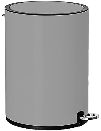 FurnitureXtra™ Modern Style Powder Coated Soft Close Pedal Bin, Plastic Inner bucket, ABS lid (Grey 3L)
