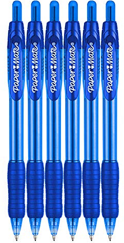 Paper Mate Profile Retractable Ballpoint Pens 1.4mm Bold Point 6-Count Blue for School Colleges Journaling and Office Supplies