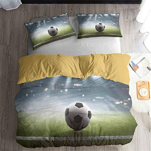 Coupe du Monde Club Football Literie Set - Ensemble de 3/4 pièces Literie Set (Housse de Couette + 2 taies d'oreiller + Le Drap) Doux/La santé/Pas d'allergie (G,Double-3PCS-200×200cm)
