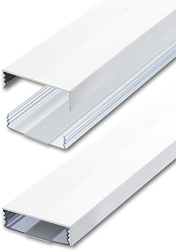 Flacher Design Aluminium Kabelkanal lackiert in Weiss Hochglanz RAL9003 selbstklebend 50 mm x 15 mm Alunovo Kabelschacht Leitungskanal Installationskanal (Länge: 40cm)