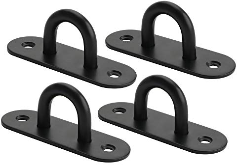 SAYAYO Deckenhaken Schwerlast, Befestigungshaken Schwarz Edelstahl Wandhaken 4 Stück Deckenhaken Für Hängesessel, Schaukel, Deckenhalterung mit Dübel, EDD009B-4P-FR