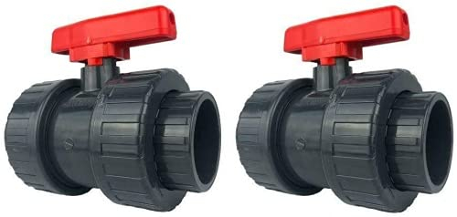 Pondlife PVC Kugelhahn 50mm, 2 Stück, Absperrhahn mit 2-Wege Klebeanschluss, Anschluss beidseitig Klebemuffe, PVC Fittings für Pool- und Teichbau, Aquaristik