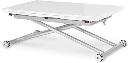 INTENSE DECO Table Basse relevable Blanc laqué