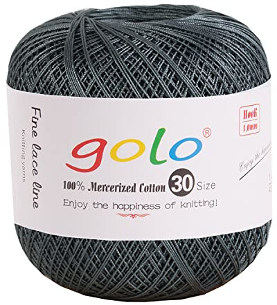 golo Crochet Thread Size 30 Yarn for Hand Knitting Silver Grey 196
