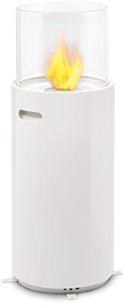 blumfeldt Fiamme Tamburo Ethanol Kamin - Kamin Ethanol mit bis zu 5 h Brenndauer, Edelstahlbrenner mit 0,8 Liter Volumen, verbrennt geruchsneutral und rückstandsfrei, Löschwerkzeug, weiß